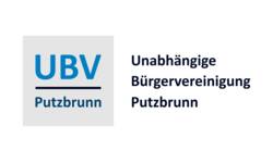 Das Bild zeigt das Logo der Unabhängigen Bürgervereinigung Putzbrunn mit den Abkürzungen "UBV Putzbrunn" in einem grauen Quadrat neben dem ausgeschriebenen Namen.
