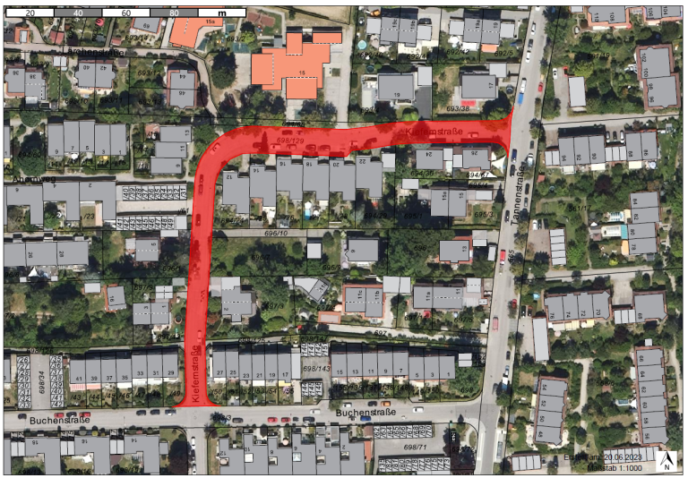 Lageplan Oberbauerneuerung Kiefernstrasse